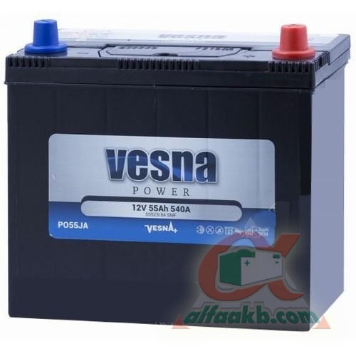 Акумулятор для автомобіля Vesna Power 6СТ-55R+ J Ємність 55  Пусковий струм 540  Розмір 237*134*226