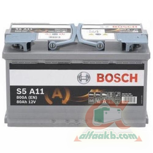 Автомобільний акумулятор Bosch AGM (0092S5A110) 6СТ-80 R+(S5A11) Ємність 80  Пусковий струм 800  Розмір 315*175*190