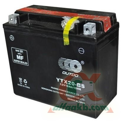 Мото аккумулятор Outdo AGM 6СТ-18R+(YTX20-BS) Ёмкость 18 
Пусковой ток 190 
Размер 175*87*155