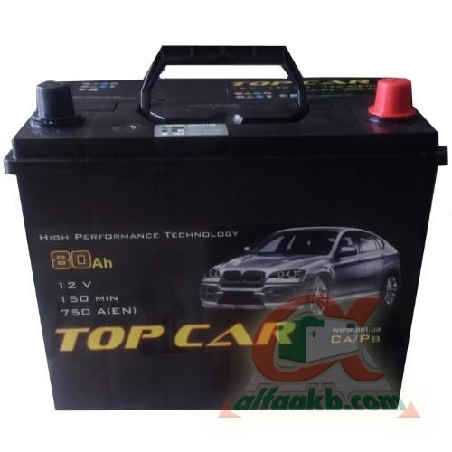 Автомобільний акумулятор Top Car 6СТ-80R+ J Ємність 80  Пусковий струм 750  Розмір 260*175*220