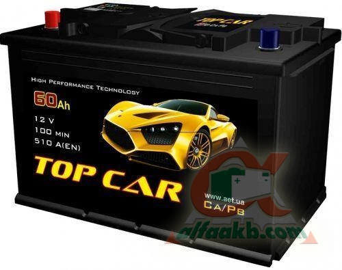 Авто аккумулятор Top Car 6СТ-60L+ Ёмкость 60 
Пусковой ток 510 
Размер 242*175*190