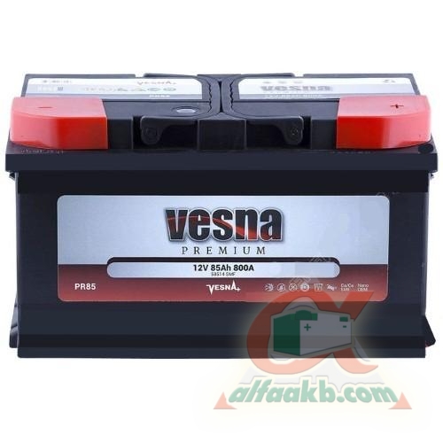 Аккумулятор для автомобиля Vesna Premium 6СТ-85R+  Ёмкость 85 
Пусковой ток 800 
Размер 315*175*175