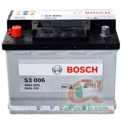 Авто аккумулятор Bosch S3 (0092S30060) 6СТ- 56L+(S3 006) Ёмкость 56 
Пусковой ток 480 
Размер 242*175*190