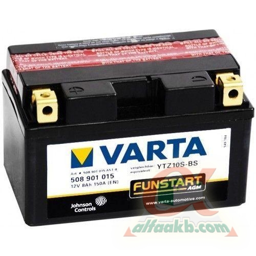 Авто аккумулятор Varta Moto 6СТ-8 L+ YTZ10S-4 YTZ10S-BS (508901015) Ёмкость 8 
Пусковой Ток 150 
Размер 150*87*93