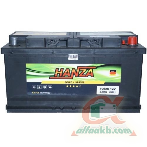 Авто акумулятор Hanza Gold 6СТ-100R+ Ємність 100  Пусковий струм 830  Розмір 353*175*190