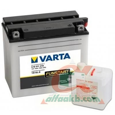 Авто аккумулятор Varta Moto 6СТ-19 R+ YB16L-B (519011019) Ёмкость 19 
Пусковой Ток 190 
Размер 176*101*156