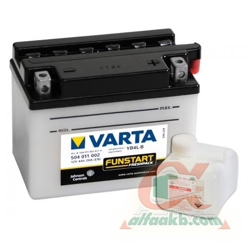 Авто аккумулятор Varta Moto 6СТ-4 R+ YB4L-B (504011002) Ёмкость 4 
Пусковой Ток 20 
Размер 121*71*93