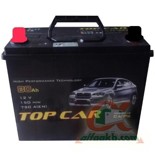 Автомобільний акумулятор Top Car 6СТ-80L+ J Ємність 80  Пусковий струм 750  Розмір 260*175*220