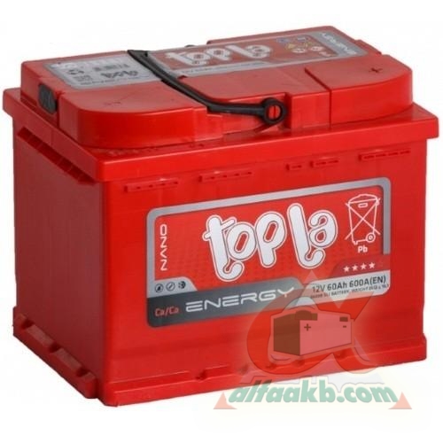 Авто акумулятор Topla Energy 6СТ-60R+(158092) Ємність 60  Пусковий струм 600  Розмір 242*175*190