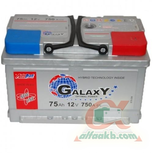 Авто акумулятор AutoPart Galaxy 6СТ-75 R+ Ємність 75  Пусковий струм 750  Розмір 276*175*175