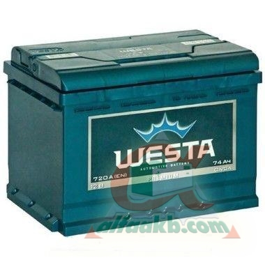 Авто аккумулятор  Westa  6ст-74 R+ Ёмкость 74 
Пусковой Ток 720 
Размер 276*175*190