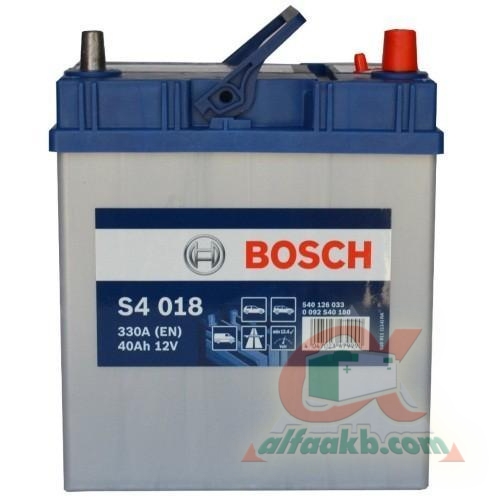 Авто аккумулятор Bosch S4 J (0092S40180) 6СТ- 40 R+(S4 018)тонкая клема Ёмкость 40 
Пусковой ток 330 
Размер 187*127*227