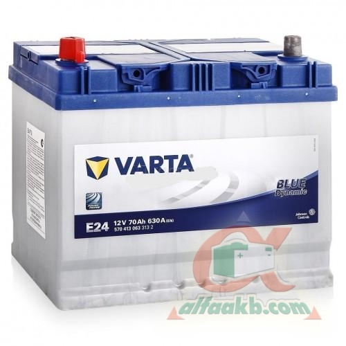 Авто акумулятор Varta Blue Dynamic E24 (570413063) 6СТ-70 L+ Ємність 70  Пусковий струм 630  Розмір 261*175*220